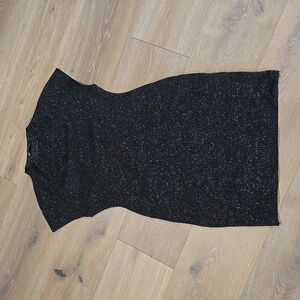 Zara Women's Large Black Sparkly Cap Sleeve Party Dress